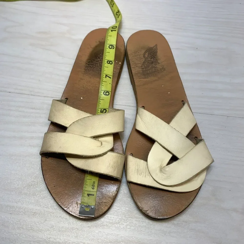 Ancient Greek Sandals‎ Womens Apteros White Size 40 US 10 Flat Slides